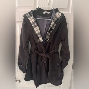 Women's Black Hooded Coat
